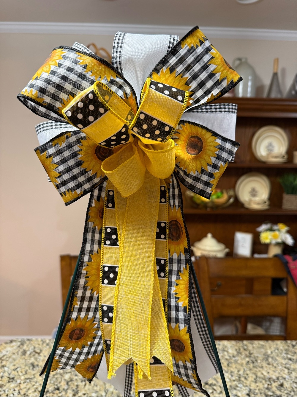 Sunflower Black & Yellow Decorative Party Bow - Brand:Handmade
